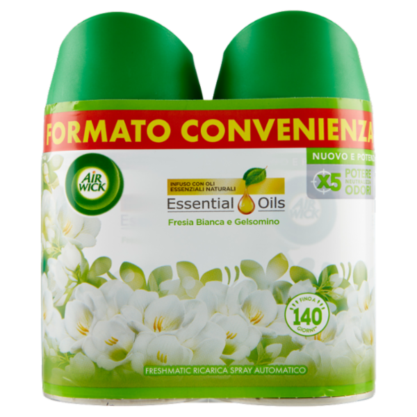 Air Wick Freshmatic Ricarica Bipacco Fresia Bianca e Gelsomino Profumatore per ambiente 2 x 250 ml