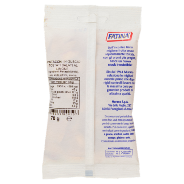 Fatina Pistacchi Tostati e Salati al gusto Limone 70 g