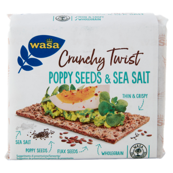 Wasa Chruncy Twist Cracker con Farina Integrale di Segale e Semi di Lino e Papavero 245g