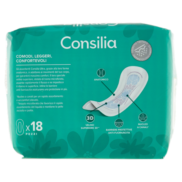 Consilia Assorbenti Ultra Giorno Anatomici 18 pezzi