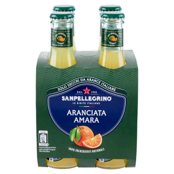 BIBITE SANPELLEGRINO, Bevande Gassate, Naturali, Aranciata Amara, Vetro 4x20cl