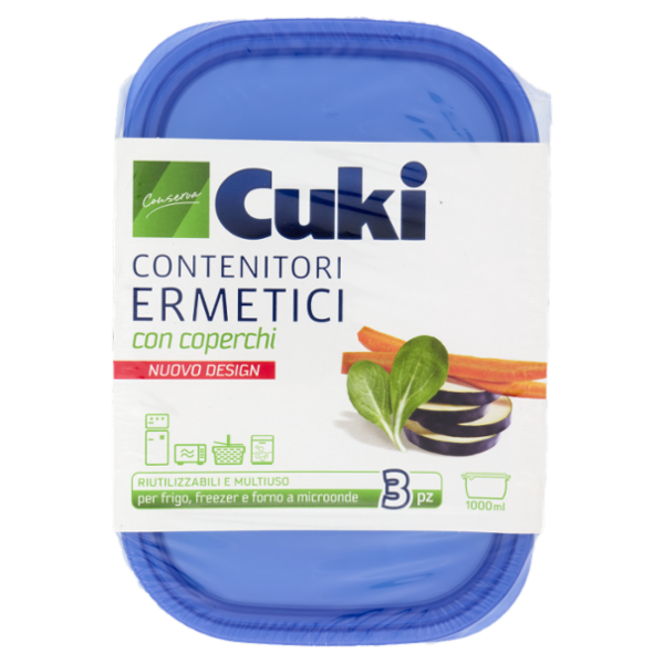 Cuki Conserva Contenitori Ermetici con coperchi 1000 ml 3 pz