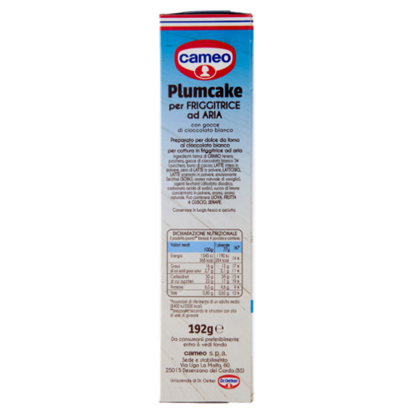 cameo Preparato per Plumcake per Friggitrice ad Aria con gocce di cioccolato bianco 192 g
