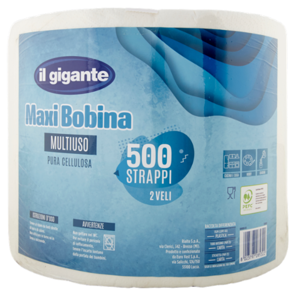 IL GIGANTE Maxi Bobina Multiuso 500 Strappi 2 Veli