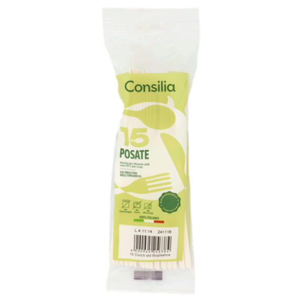 Consilia Cucchiai Biodegradabili e Compostabili 15 pezzi