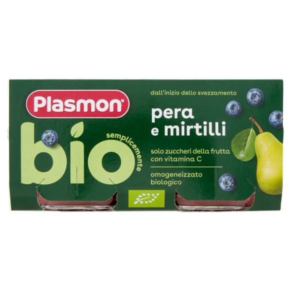 Plasmon semplicemente bio pera e mirtilli 2 x 80 g