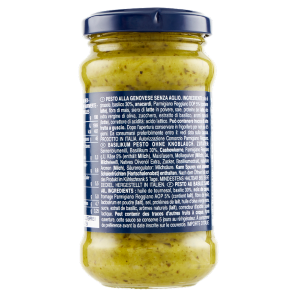 Barilla Pesto alla Genovese senza Aglio Condimento e Sugo per Pasta 190 g