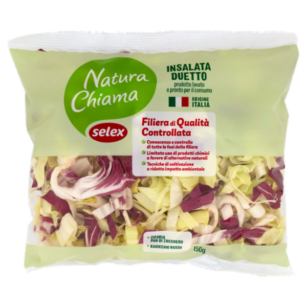 Selex Natura Chiama Insalata Duetto Cicoria e Radicchio Rosso Lavata e Pronta per il Consumo 150 g