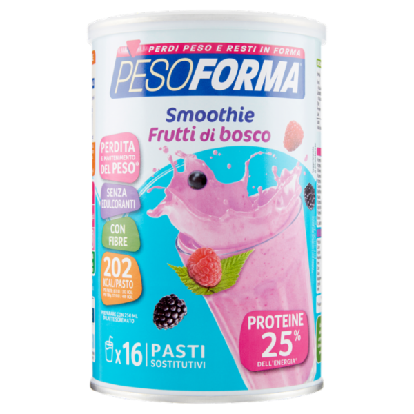 Pesoforma Smoothie Sostituto del pasto gusto Frutti di bosco - Confezione da 16 pasti, 436 g