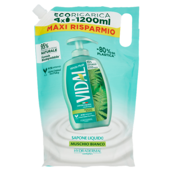 Vidal White Musk Sapone Liquido Muschio Bianco 1200 ml