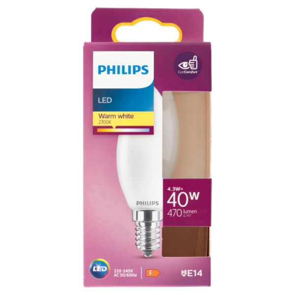 Philips Led candela vetro 40W E14 2700K