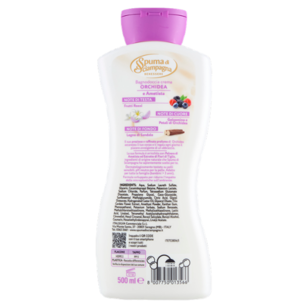 Spuma di Sciampagna Benessere Bagnodoccia crema Rigenerante Orchidea e Ametista 500 ml
