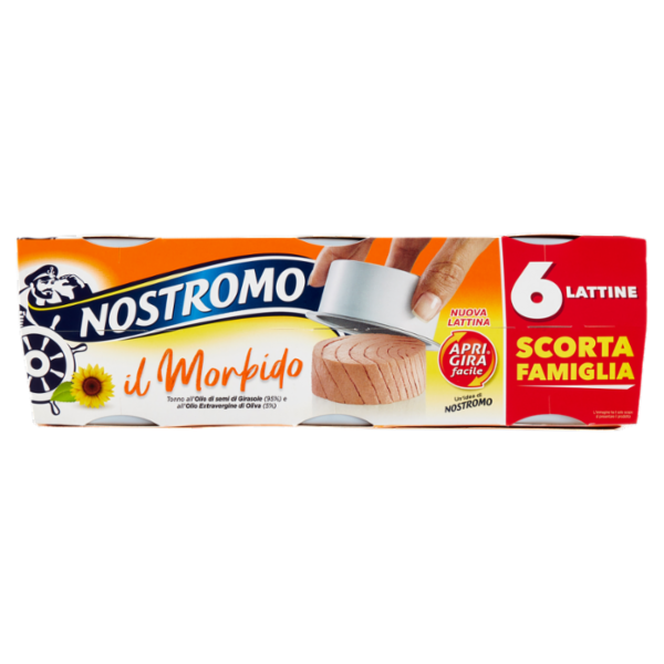 Nostromo il Morbido Tonno all'Olio di semi di Girasole e all'Olio Extravergine di Oliva 6 x 65 g