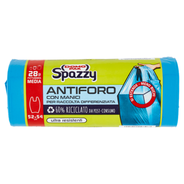 Domopak Spazzy Antiforo con Manici 28 lt Pattumiera Media 52x54 cm 20 pz