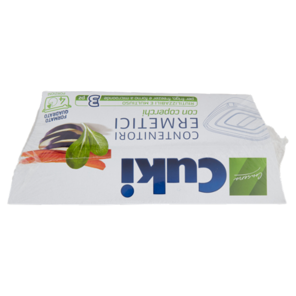 Cuki Conserva Contenitori Ermetici con coperchi Formato Quadrato 4 Porzioni 3 pz