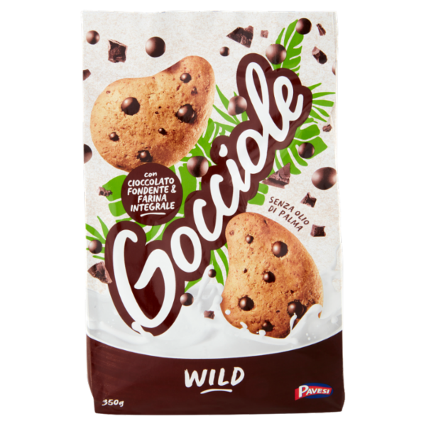 Pavesi Gocciole Wild Biscotti con Gocce di Cioccolato e Farina Integrale 350g