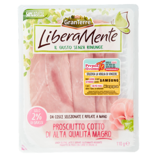 GranTerre LiberaMente Prosciutto Cotto di Alta Qualità Magro 110 g