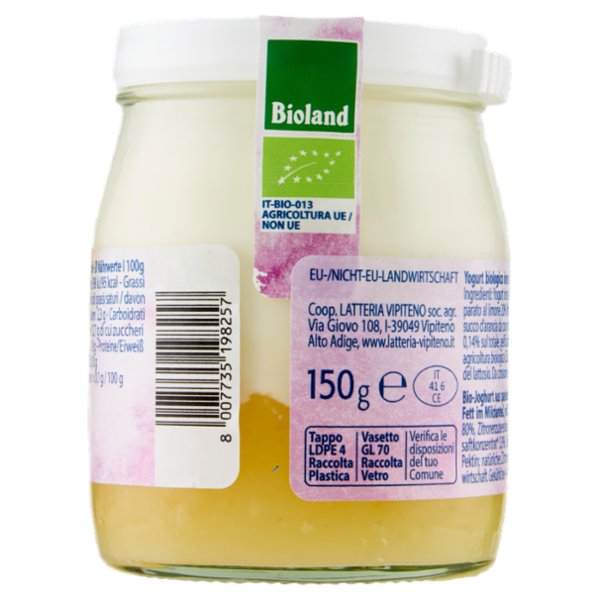Sterzing Vipiteno bio yogurt da Latte fieno limone Senza Lattosio 150 g