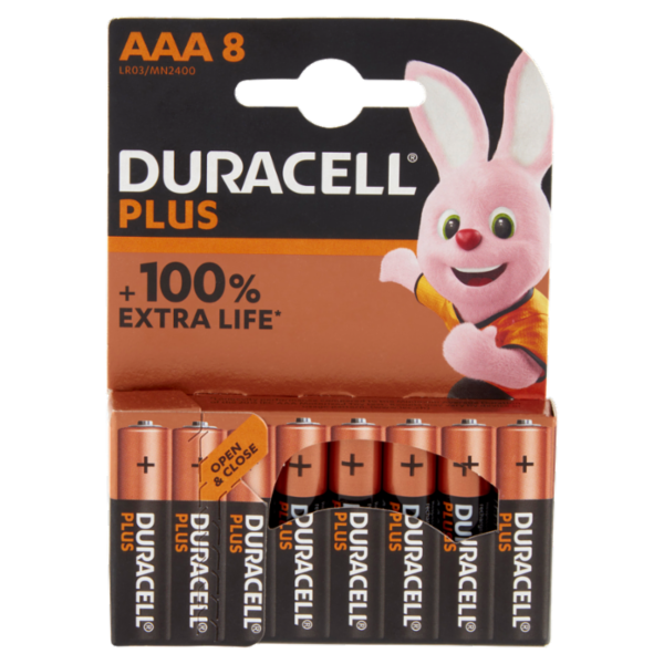 Duracell Plus AAA Batterie Ministilo Alcaline 1.5V LR03 MN2400 confezione da 8 Pile Duracell