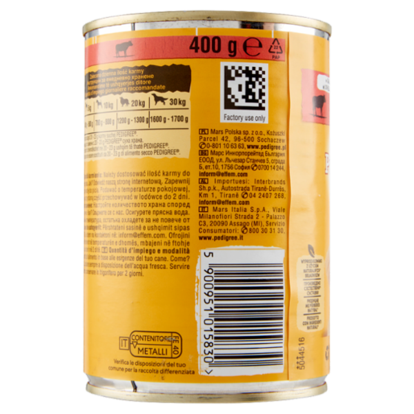 Pedigree Cibo Umido Cane con Manzo in Gelatina 400 g