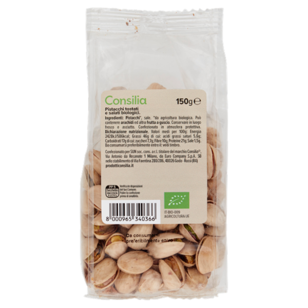 Consilia Frutta Secca Pistacchi Tostati e Salati Biologici 150 g