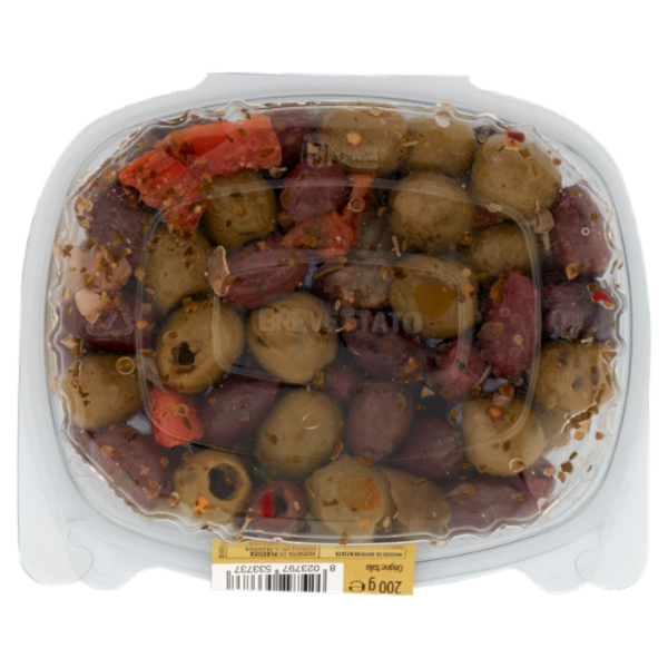 Assaggi e paesaggi Olive Verdi e Nere Denocciolate Condite con Ortaggi e Funghi 200 g