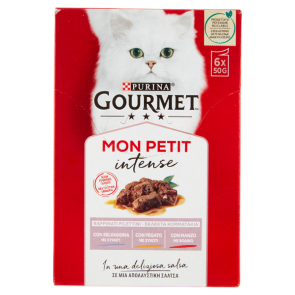 PURINA GOURMET Mon Petit Filettini Intense cotti in Salsa (Manzo / Fegato / Selvaggina) 6x50g