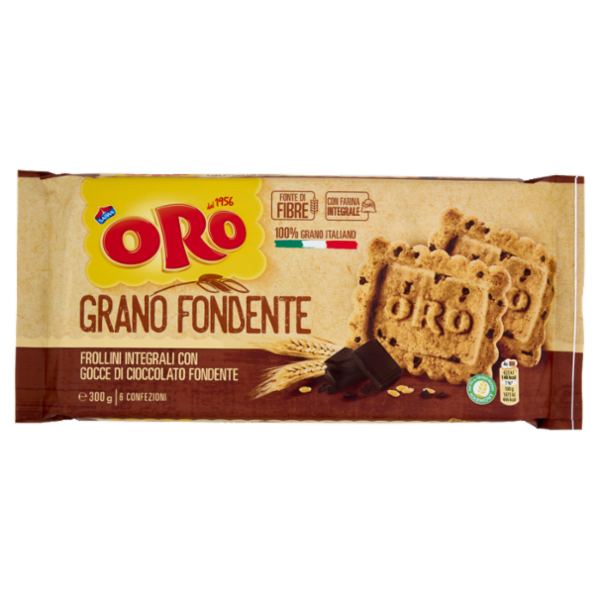 Oro Saiwa Grano Fondente - frollini integrali con gocce di cioccolato fondente - 300g