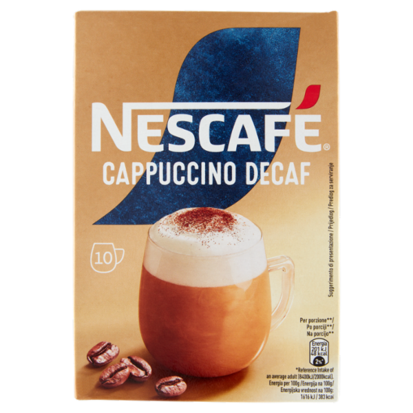 NESCAFÉ Cappuccino Decaf Solubile Decaffeinato, 10 Bustine 125g