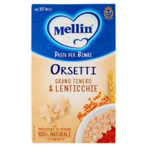 MELLIN Orsetti Con Farina Di Grano Tenero e Lenticchie, Pasta Per Bimbi, Dal 10° Mese, 280g