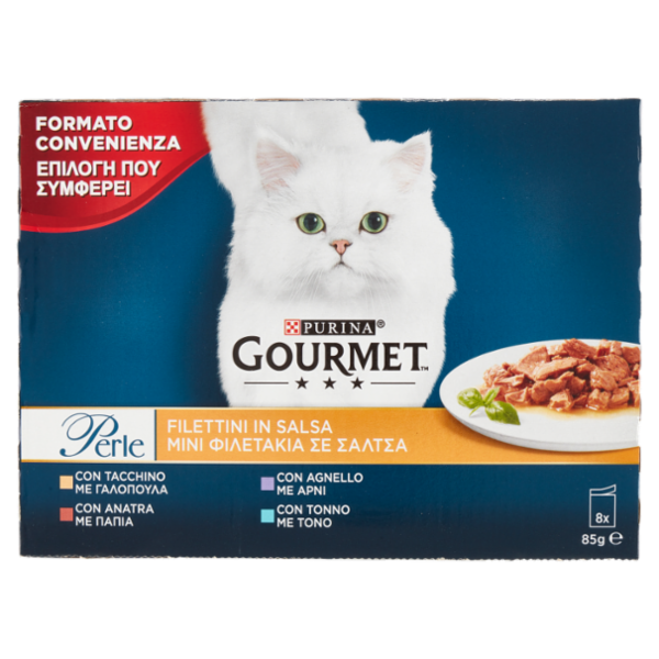 PURINA GOURMET Perle Filettini in Salsa Tacchino / Anatra / Agnello / Tonno 8 x 85 g