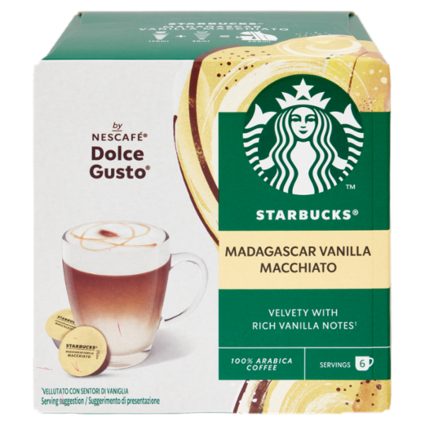 STARBUCKS Madagascar Vanilla Macchiato by Nescafé Dolce Gusto Latte Vaniglia e Caffè 12 Capsule 132g