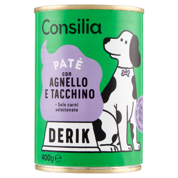 Consilia Derik Paté per Cane con Agnello e Tacchino 400 g