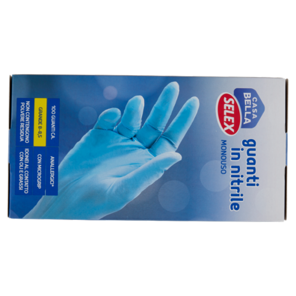 Selex Casa Bella Guanti Monouso in Nitrile Misura Grande (8-8,5) Dispenser 100 pezzi