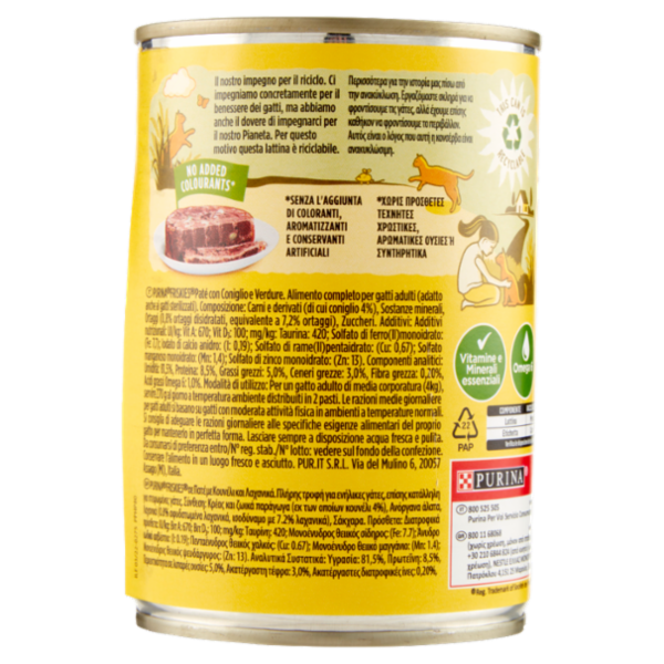 PURINA FRISKIES Paté con Coniglio e Verdure 400 g