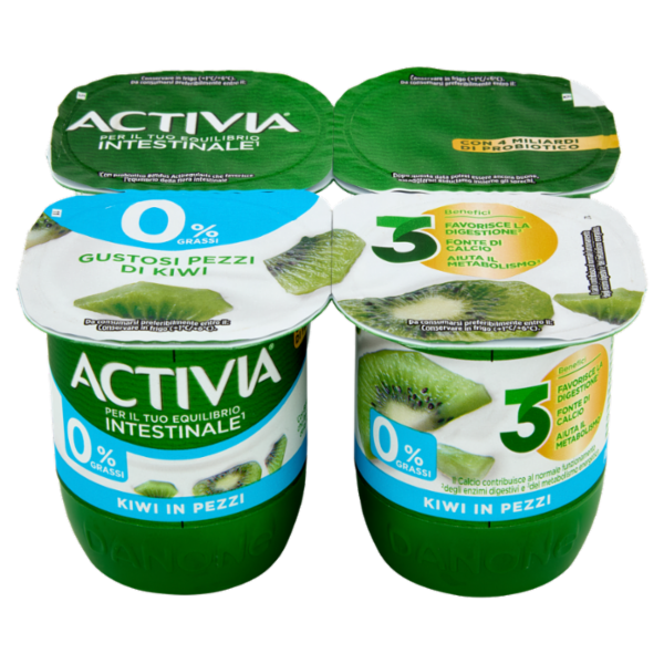 ACTIVIA Yogurt con Probiotico Bifidus, 0% Grassi, gusto Kiwi, 4x125g