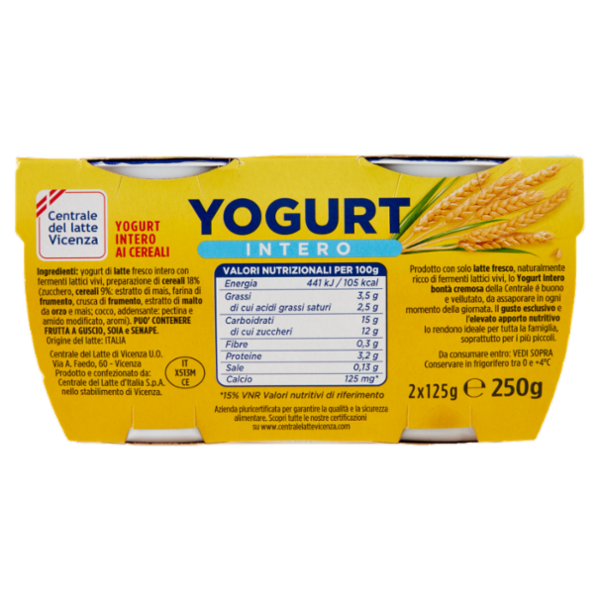 Centrale del latte Vicenza Yogurt Intero Cereali 2 x 125 g