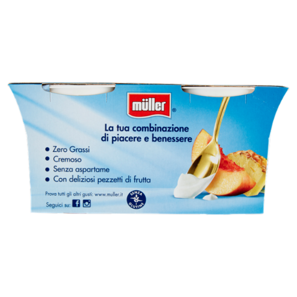 müller Yogurt Zero% Grassi Ananas&Pesca in Pezzi 2 x 125 g