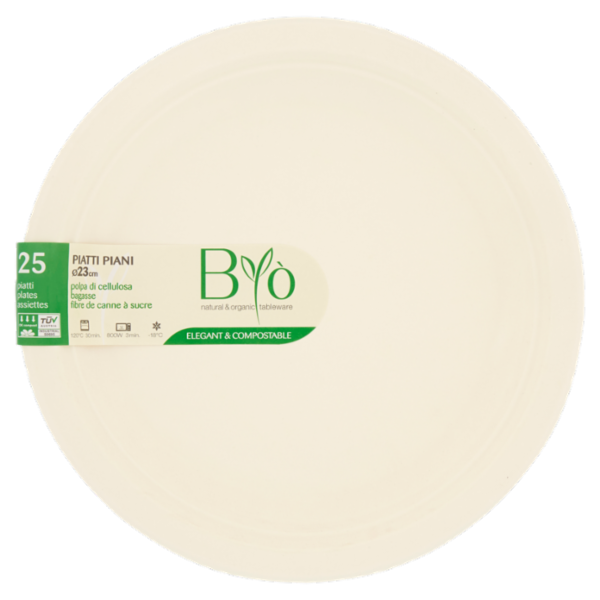 Biò Piatti Piani Ø23cm polpa di cellulosa 25 pz