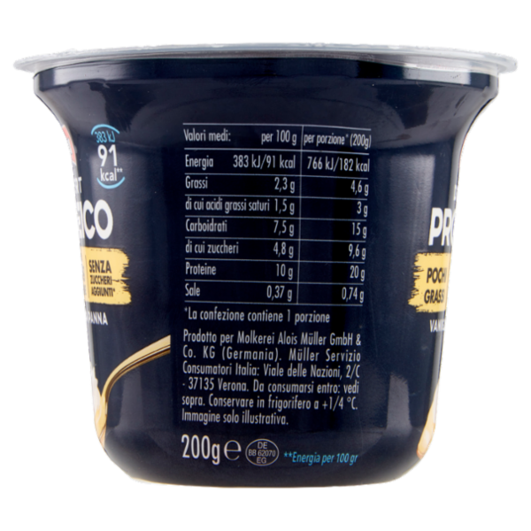 müller Dessert Proteico Vaniglia con Panna 200 g