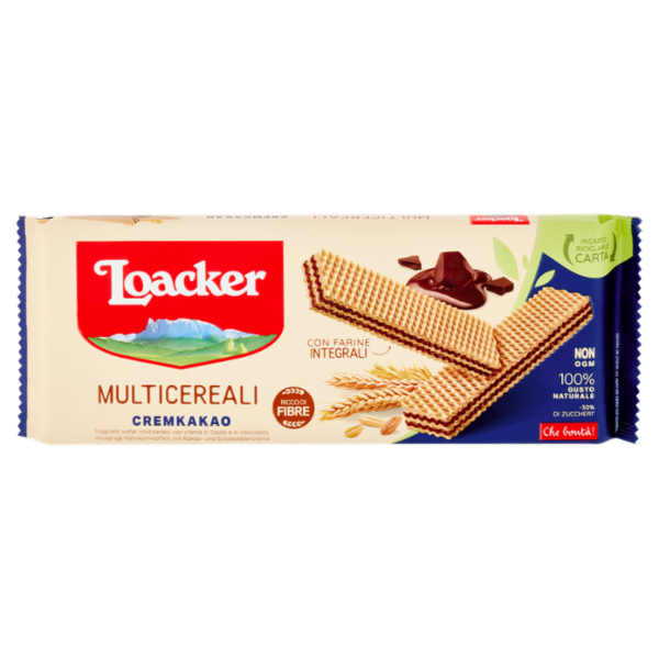 Loacker Wafer Multicereali Cremkakao con farro, grano e avena con crema al cacao wafers 175g