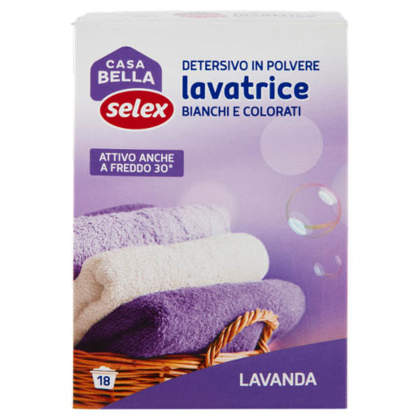 Selex Casa Bella Detersivo per Lavatrice in Polvere Profumo Lavanda 18 misurini 1,170 kg