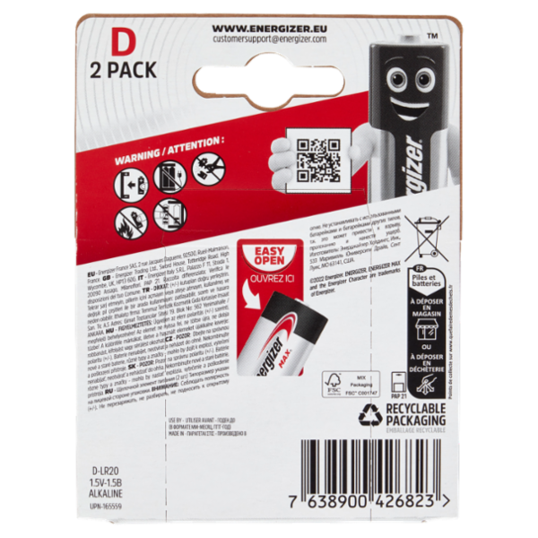 Energizer Max Alkaline D 2 pz