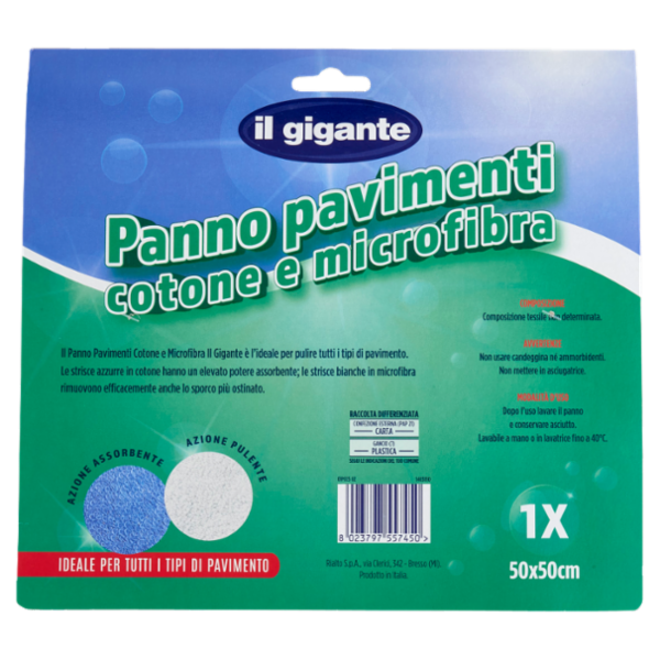 IL GIGANTE Panno pavimenti cotone e microfibra 50x50cm 1 pz