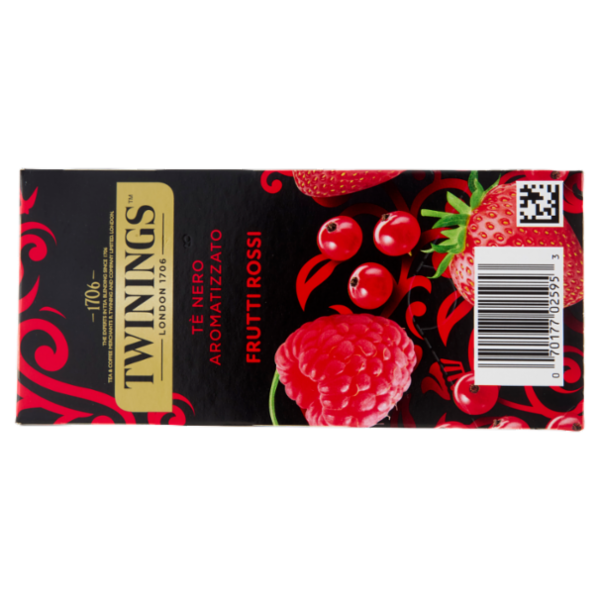 Twinings Frutti Rossi Tè Nero aromatizzato alla Fragola, Ciliegia, Ribes Lampone 25 filtri The 50 g