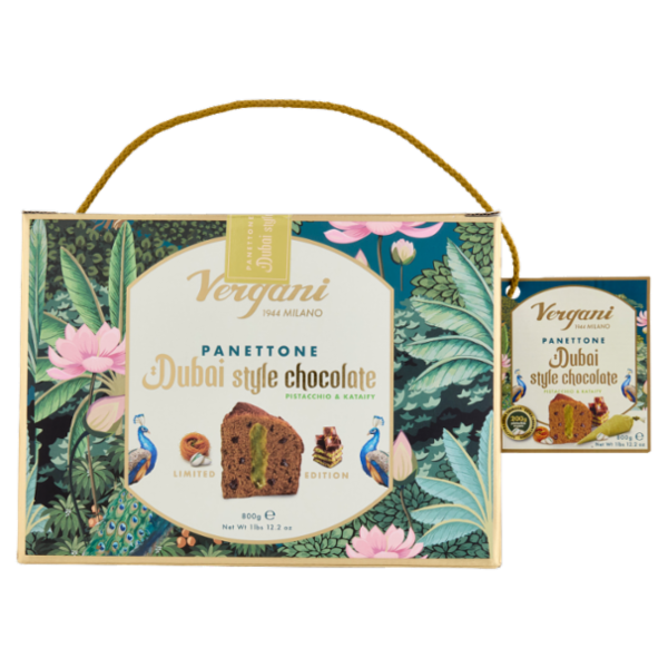 Vergani Panettone Dubai style chocolate Pistacchio e Kataify 800 g