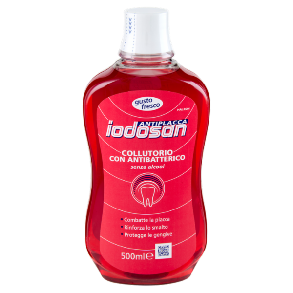 Iodosan Antiplacca Collutorio con Antibatterico per Pulizia Denti e Protezione Gengive 500 ml