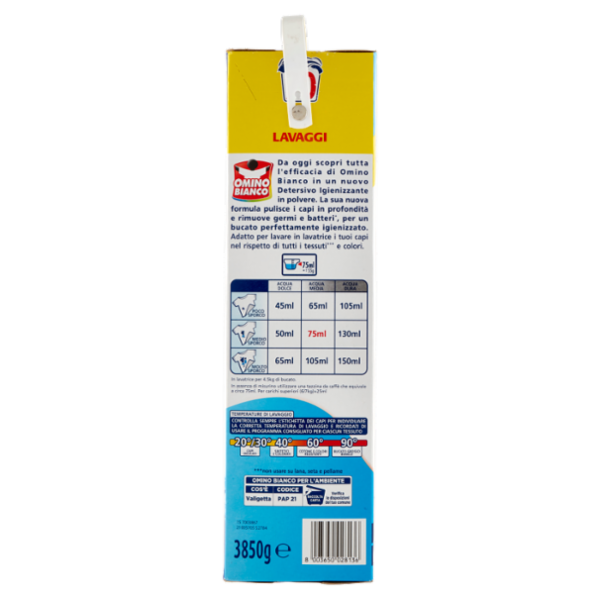 Omino Bianco Detersivo in Polvere Igienizzante 70 Lavaggi 3850 g