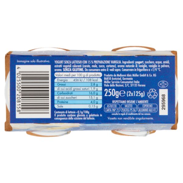 müller Senza Lattosio Yogurt Cremoso Vaniglia 2 x 125 g