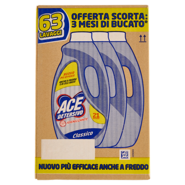 Ace Detersivo Igienizzante Classico 3 x 21 Lavaggi 3 x 1050 ml